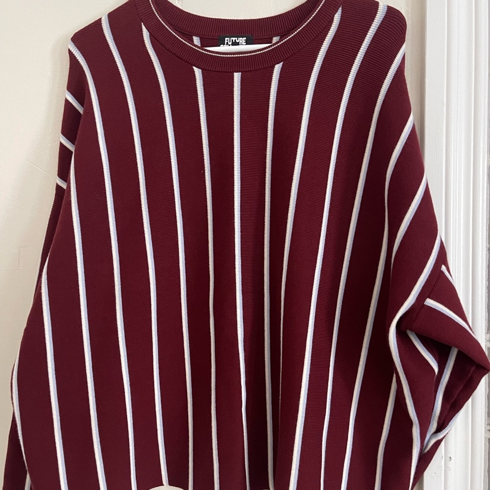 Future collective Burgundy Striped Women's Top